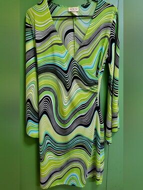 MKM Designs Green Blue Striped Dress